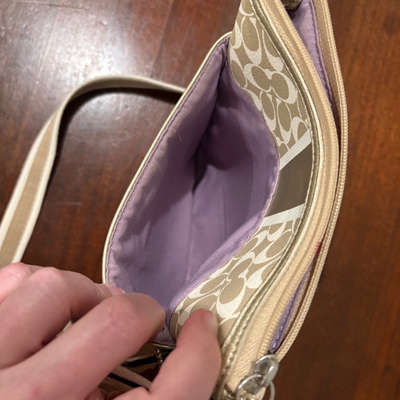 Coach Chelsea Heritage Cream Gold Signature Stripe Crossbody Bag - Picture 5 of 6